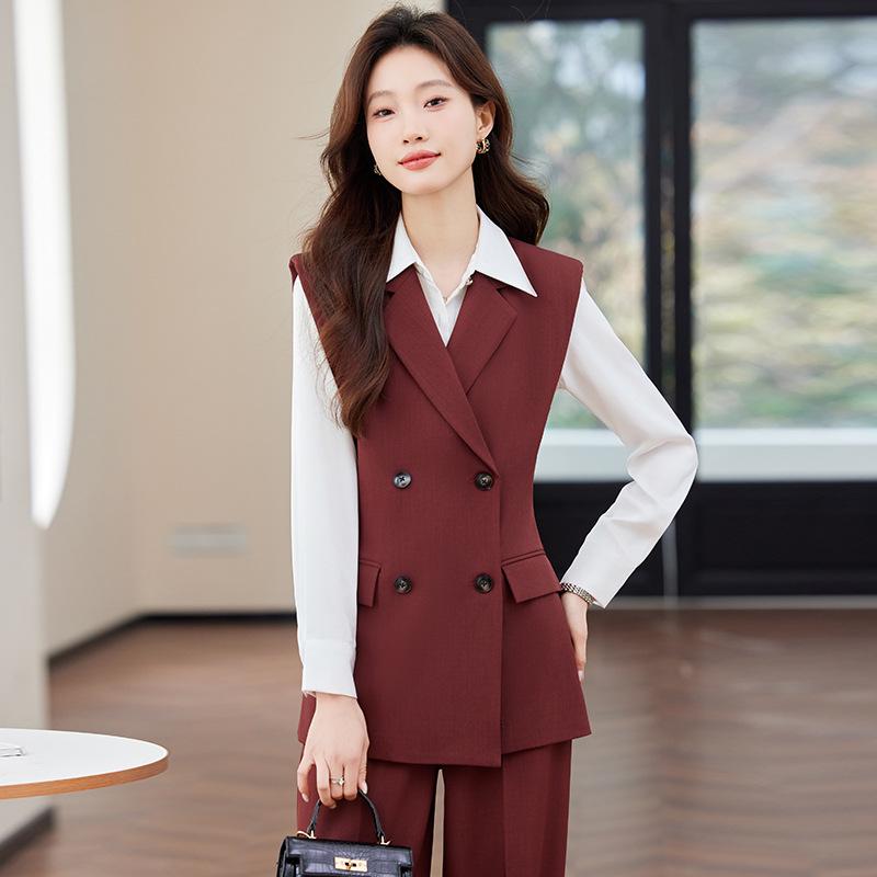 Women's Black Suit Vest Set for Spring/Autumn 2024: Professional Sleeveless Jacket for Formal and Hotel Workwear