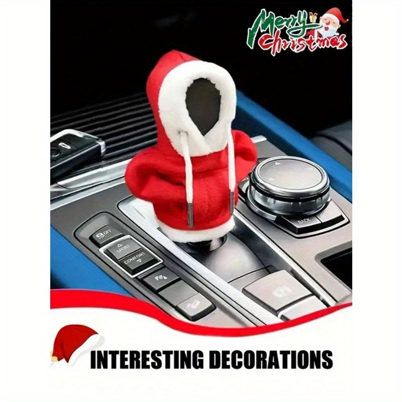 1pc Red Santa Claus Car Gear Shift Knob Cover, Fashion Mini Hoodie Sweatshirt Fit For Car Gear Shift Knob