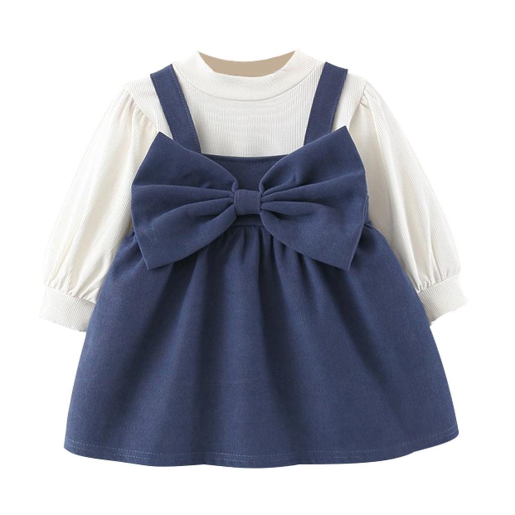 Toddler Baby Kids Girls Solid T-shirt Tops Princess Dress Set Casual Clothes