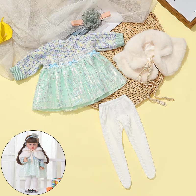 Wiedergeborene Puppenkleidung für 55cm Puppe Plüschkleid und Hosen-Set Kleidung Zubehör Für 21,65 Zoll Baby Puppe Spielzeug Kleidung Zubehör