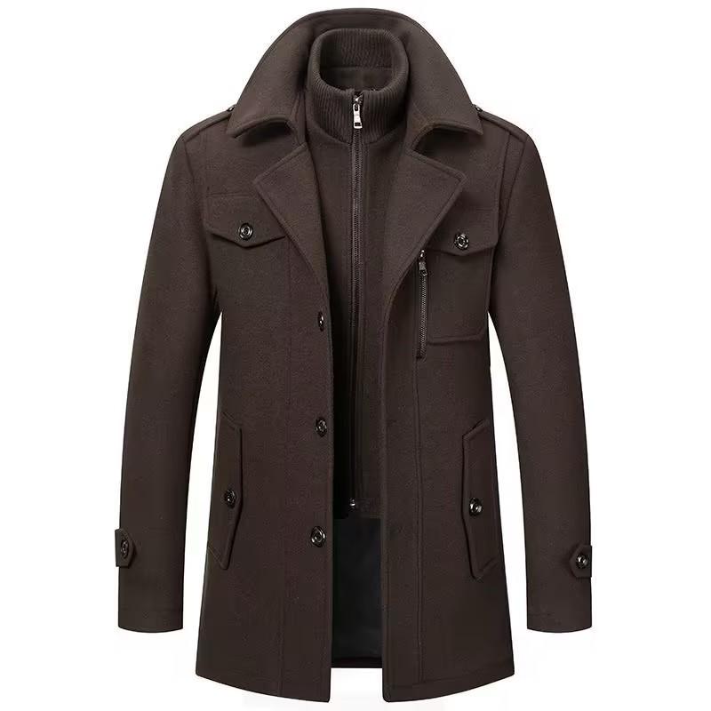 Men's Business Woolen Coat - Double Collar, Autumn/Winter Fashion Outerwear