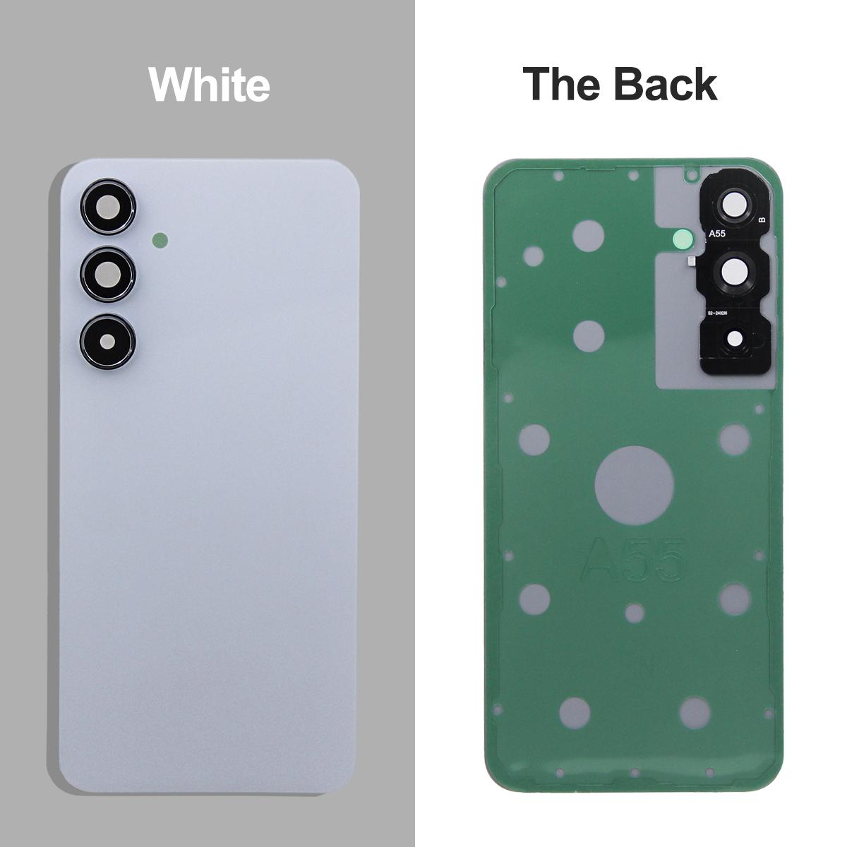 

For Samsung A55 A55 5G A556B Back Glass Battery Cover Rear Door Housing Panel Repair Parts with Camera Lens Frame белый