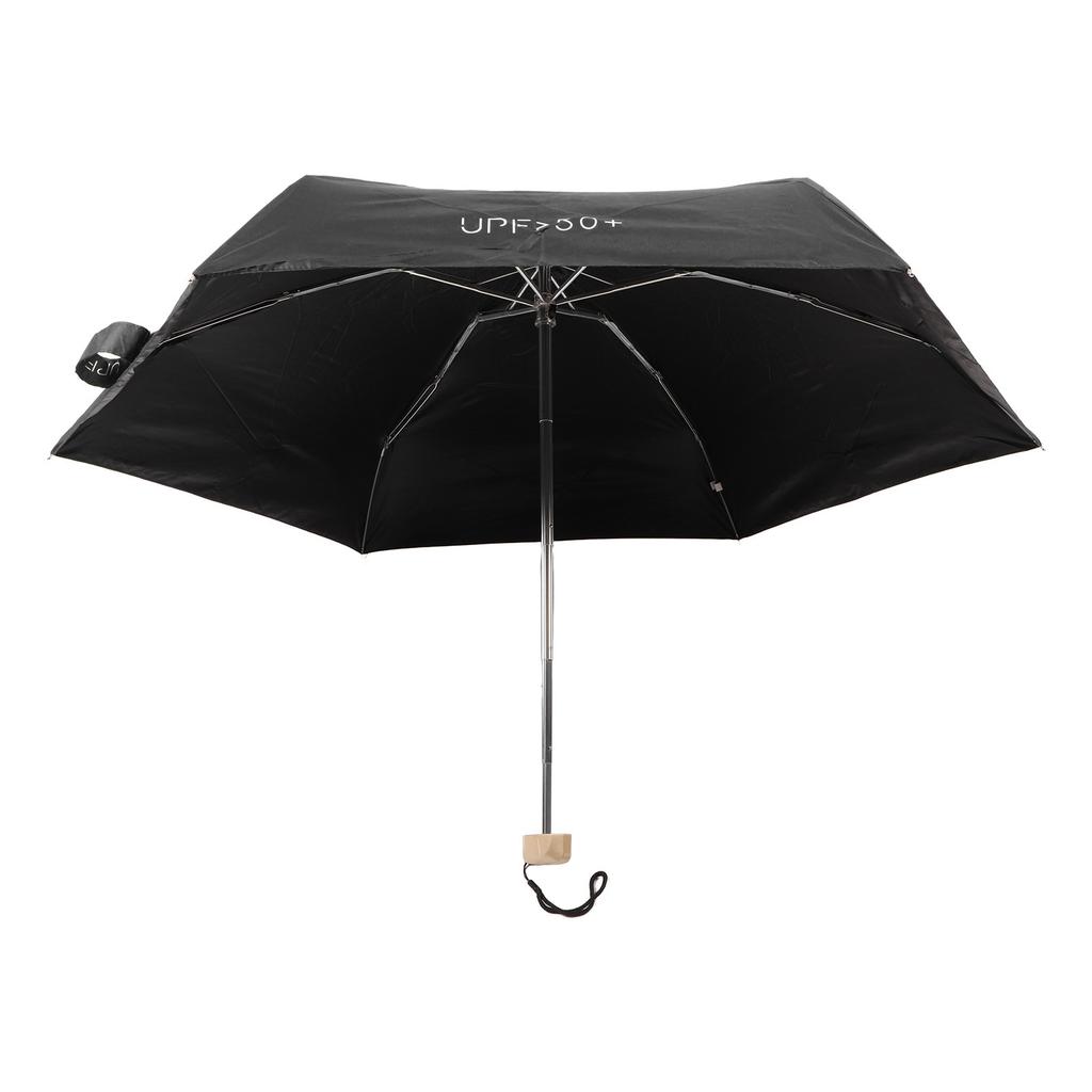 6 Ribs Umbrella Sun Protection UPF50 Impact Cloth Portable Folding Umbrella for Sunny Rainy Black