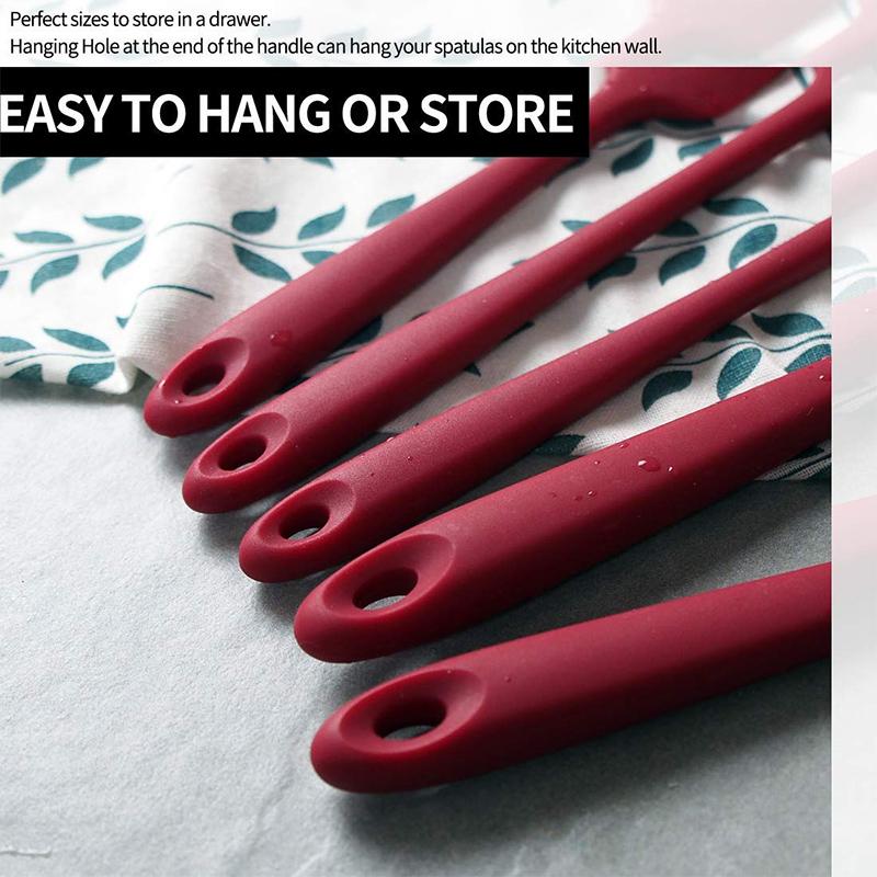 Leeseph High Heat-Resistant Premium Silicone Spatula Set, Seamless Design, Non-Stick with Stainless Steel Core, Cooking/Baking