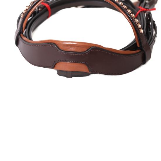 Weymouth Bridle Tan Stone Crystal Brow-Band with Softy Padding for Horse.