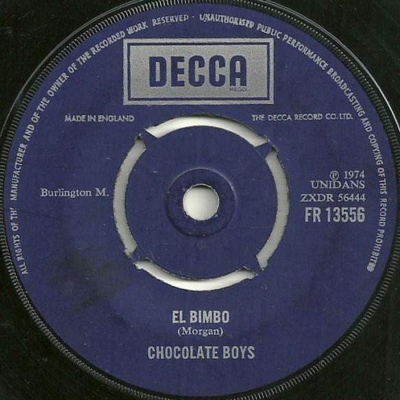 

7-дюймовая пластинка CHOCOLATE BOYS - El Bimbo / Voltaire Pier FR13556 Decca 1974 UK Джаз Б/У