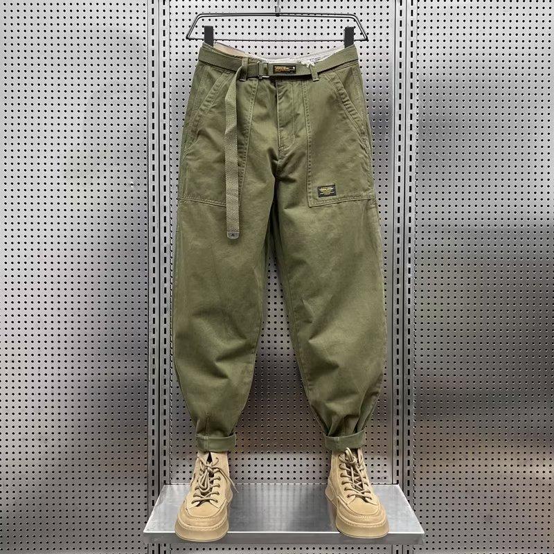 

Мужской комбинезон Осень Новый Ретро Свободный Модный Тренд Прямые Синие Повседневные Брюки 2XL зелёный