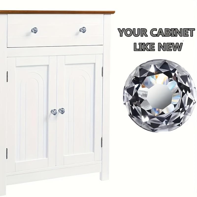 5pcs/10pcs 30MM Crystal Clear Glass Dresser Knobs, Silver Diamond Drawer Knobs, Pulls, Kitchen Cabinet Knobs for Dresser Drawers