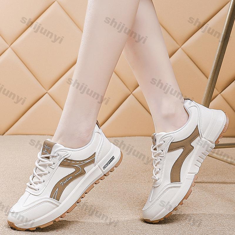 Fashion Women's White Sneakers Autumn Lightweight Comfortable Outdoor Non Slip Running Shoes Fashion Cross Tied Soft Sole Casual Shoes
