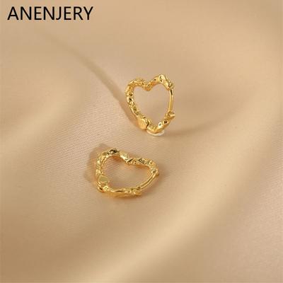 Simple Hollow Heart Earrings Temperament Couple Heart Earrings for Women Texture Jewelry Gift Wholesale