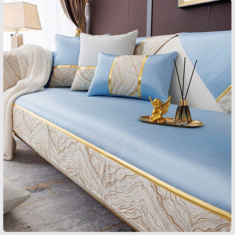 High-End Ice Silk Sofa Cushion Summer Mat Light Luxury High-End Gray Summer Breathable Non-Slip Straight Row Leather Seat Cushion