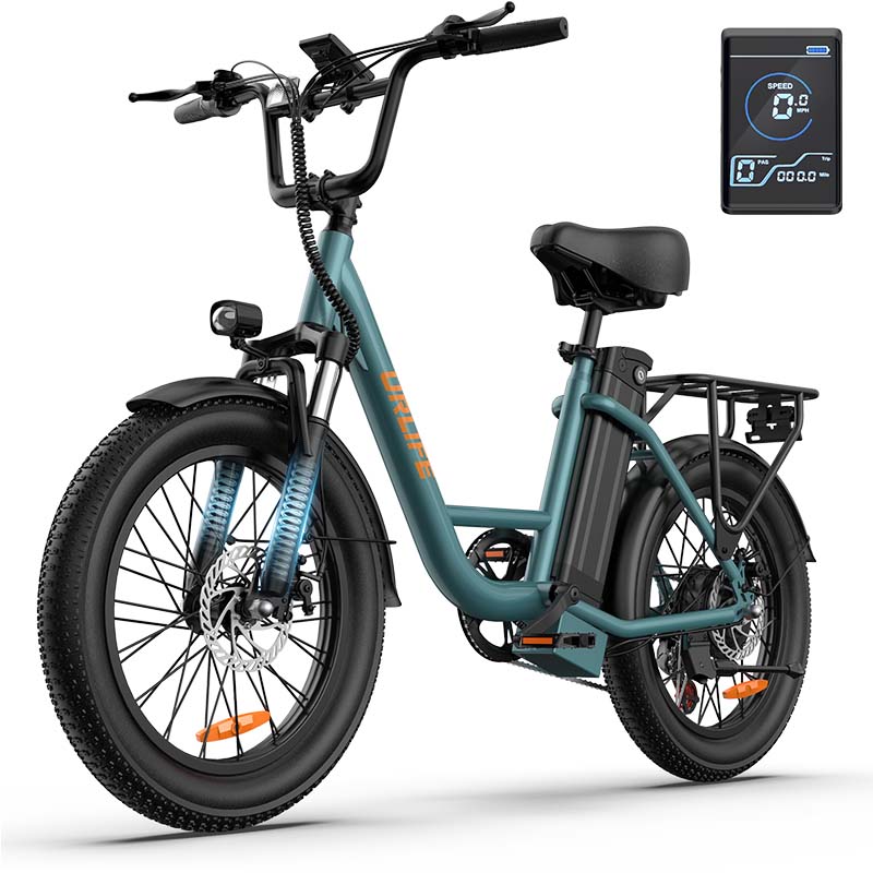 URLIFE E20 Multi Terrain Electric Bike With TowSeat 48V13Ah Battery 500W Motor Electric Bicycle 20 Inch City Fat Tire Outdoor Riding E-bike