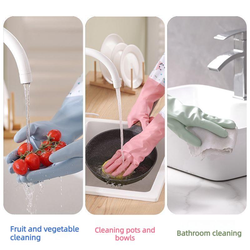 Thicken Women's Dishwashing Long Sleeves PVC Gloves,Waterproof,latex Free,Reusable, Kitchen Cleaning, Working Safety Gloves