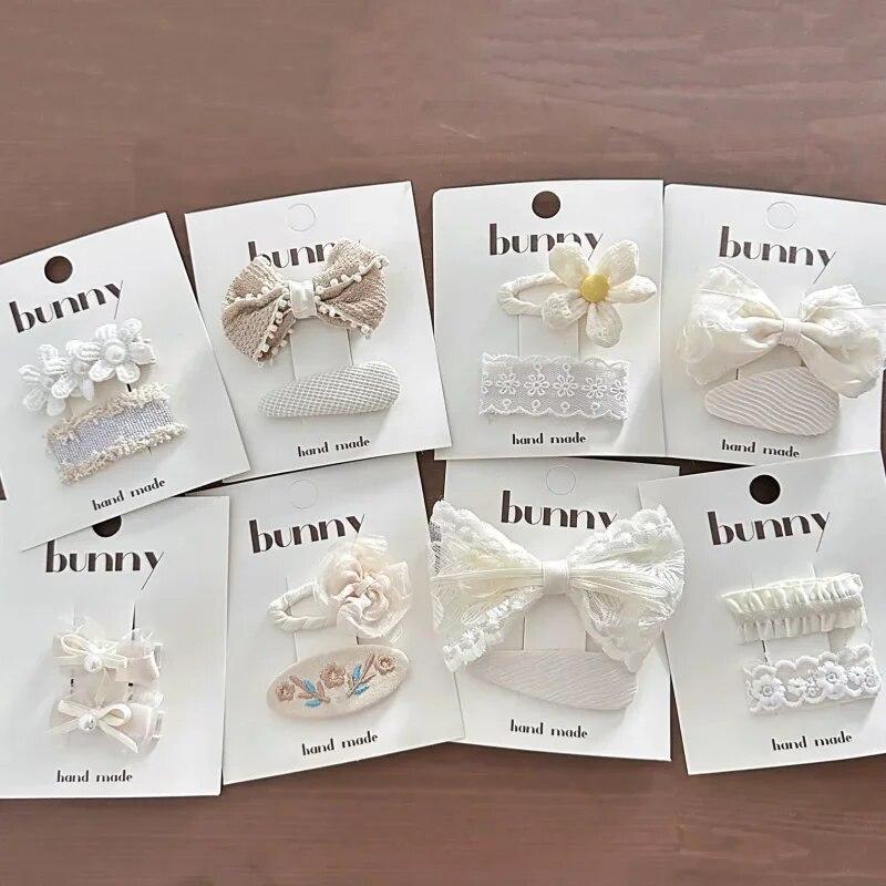 Vintage Lace Bowknot Hair Clip for Baby Girls Retro European Style with Floral Design Girl Bang Side Clip Lovely Kids Headwear