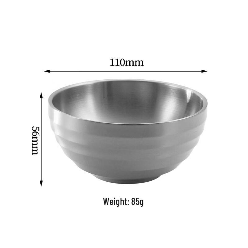 ZISIZ 304 Stainless Steel Ribbed Rice/Soup Bowl