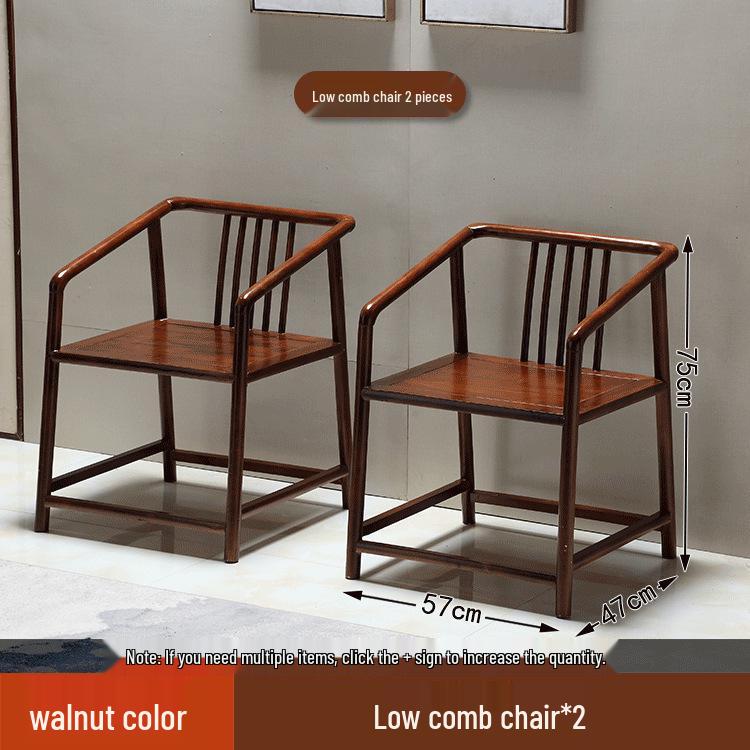Solid Wood Chinese Style Round Chair Set: 3-Piece with Backrest and Tea Table, Antique Design for Balcony or Leisure.