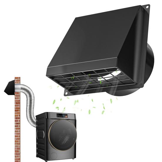 Tørketrommelventilasjonsdeksel 4 tommer Ute med Avtakbart Gitter Enkel Installasjon Rustfritt Stål Veggmontert Avtrekksventil