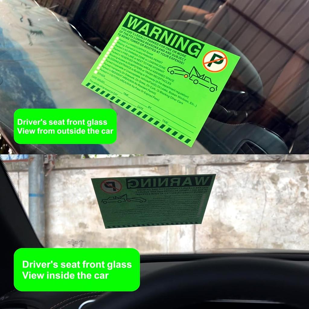 Illegal Parking Warning Stickers - Vibrant Green Parking Violation Notices - Stick-It-And-Forget-It Adhesive - 55 Pcs Private Parking Violation