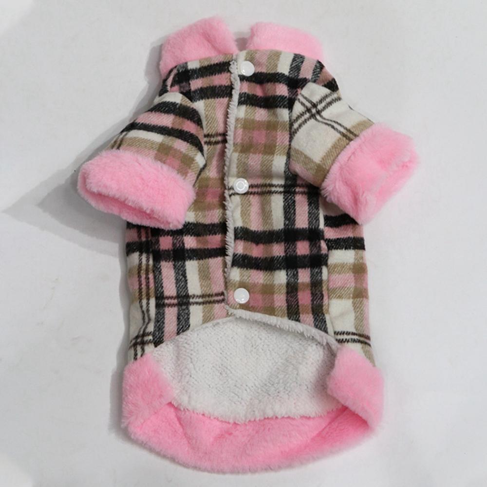 Winter Haustierjacke Kleidung Gitter Warme kleine Hunde Kleidung mit Pelzkragen Baumwolle Haustier Outfits Französische Bulldogge Mantel Weste Chihuahua