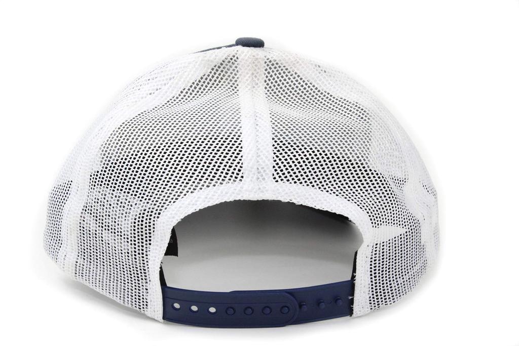 New Era Trucker Cap Low Profile Snapback In Deep Navy/White
