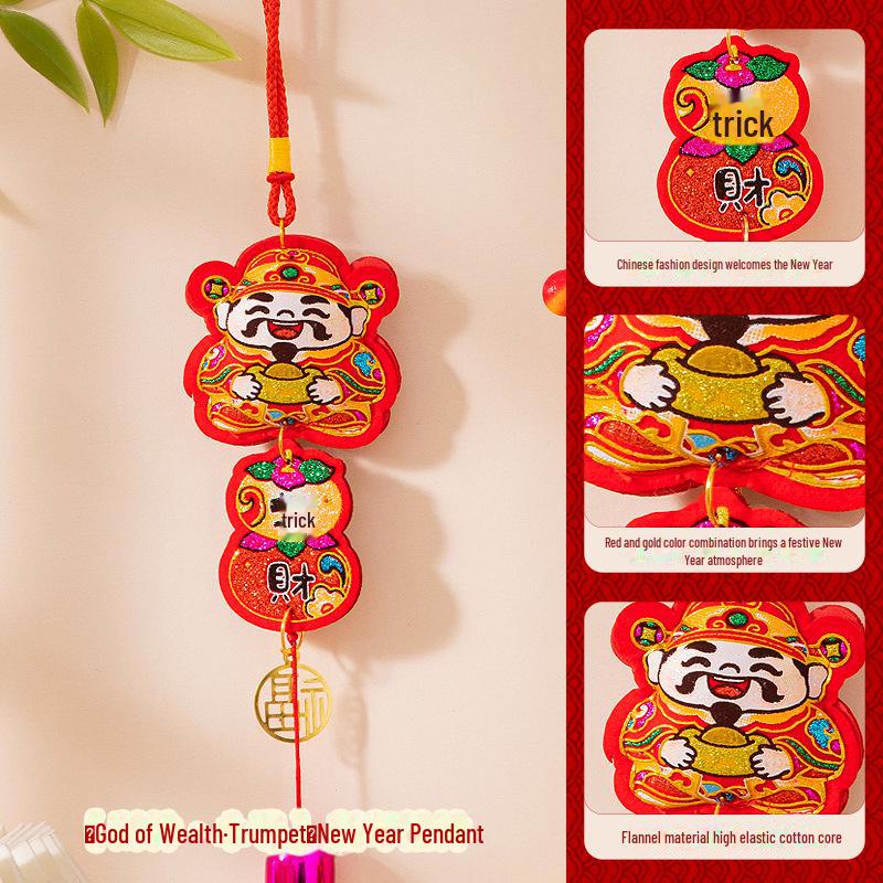 Pandantiv Festivalul de Primăvară Anul Șarpelui 2025 - Clopoțel de vânt Zeul Bogăției Fu pentru decorarea de Anul Nou în scena sufrageriei.