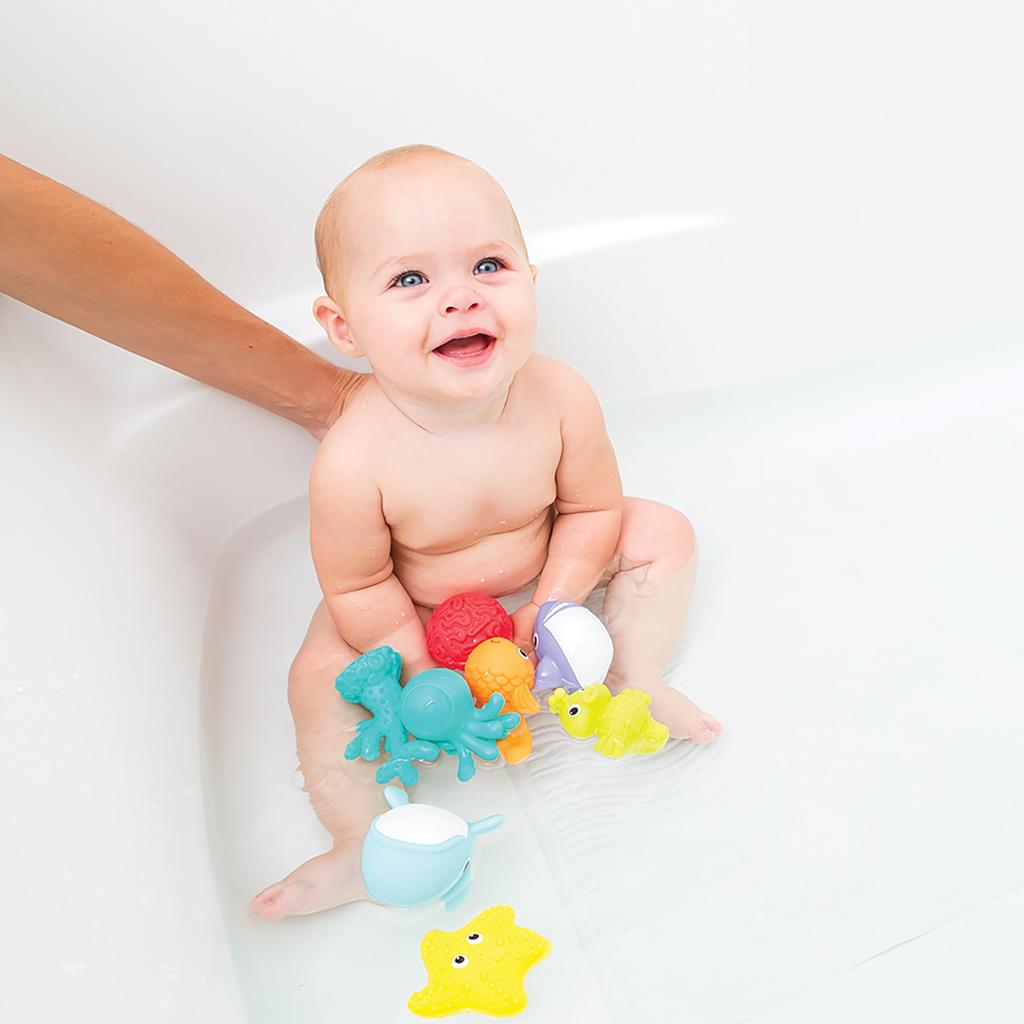 Infantino (Japan Official Product) Sea Friends [Bath Toy, Bath Toy, Colorful, Soft Material, For Bathe-Loving Babies, Suitable for Early Childhood