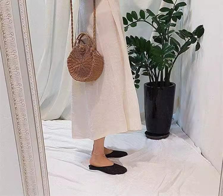 

Holiday wind round head 2025 summer new woven design breathable casual versatile low-heeled fisherman women s tide half slippers 40 чорний