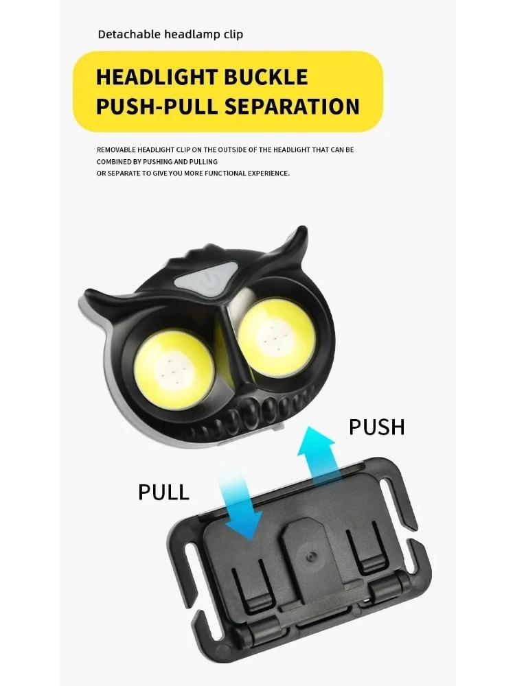 COB Owl Mini Headlamp Running Warning Headlight Portable Rotating Hunting Magnet LED Head Flashlight Camping Fishing Head Lamp