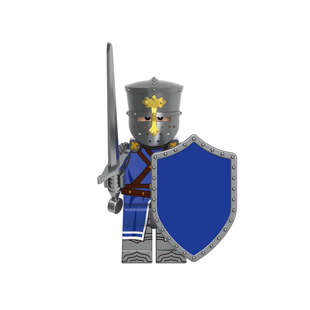 Medieval Knight Assembly Building Block Figure with Sword and Shield Compatible Construction Toy for Creative Play and Collection