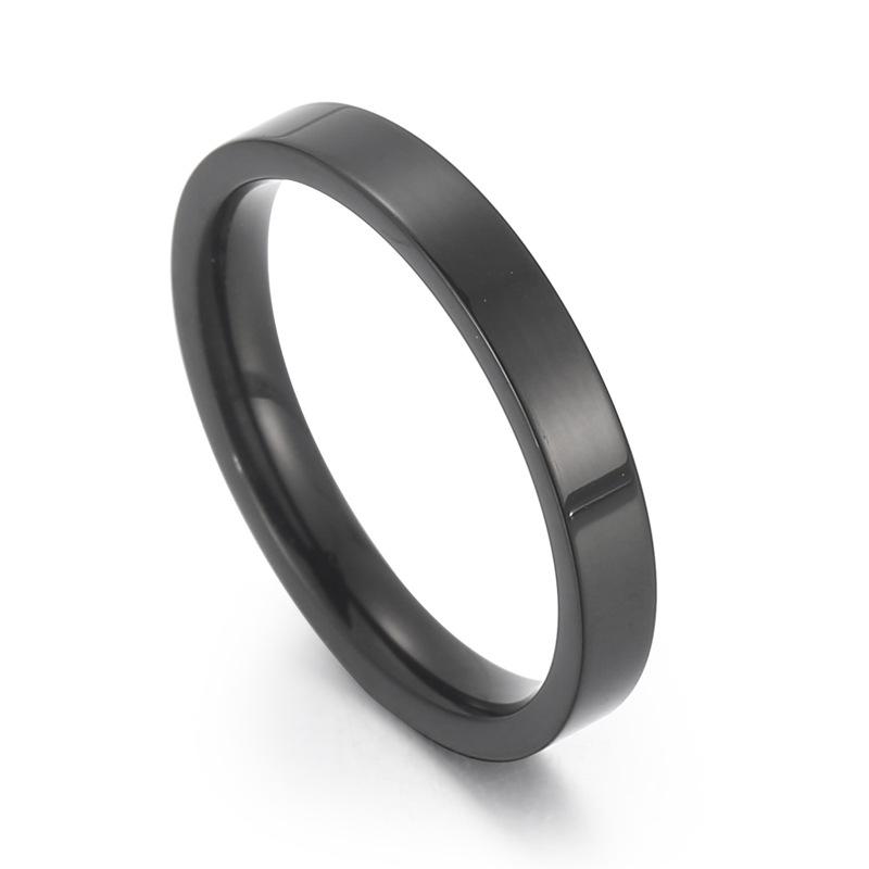 Multi-Color Titanium Steel Couple Pinky Rings - 3mm Polished Round Arc Design