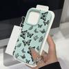 Černý pouzdro na telefon s potiskem motýlů, odolné proti nárazům, pro iPhone 16 16E 15 Pro 14 Pro Max 13 12 11, TPU měkký matný zadní kryt proti pádu