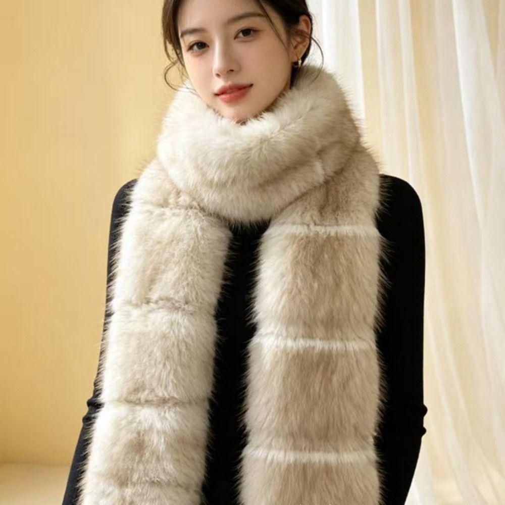 Thick Fluffy Scarf Warm Shawl Wrap Elegant Long Faux Fur Scarf Commuting