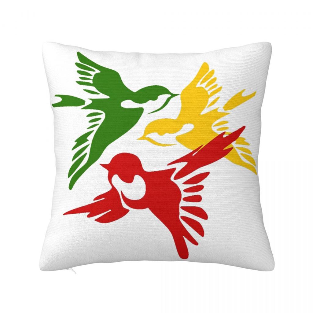 Kawaii Three Little Birds Reggae () Square Pillowcase Pillow Cover Polyester Cushion Decor Comfort Throw Pillow for Home Sofa