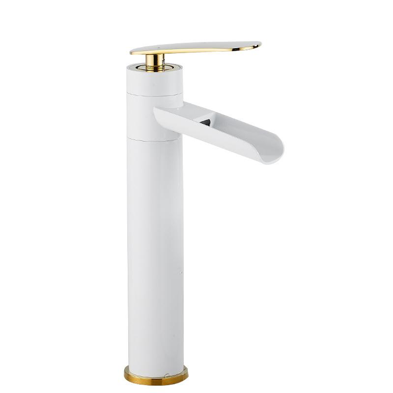 Antique Basin Faucets Waterfall Faucet Bathroom Black Sink Taps Single Lever Hot and Cold Water Mixer Taps Black White
