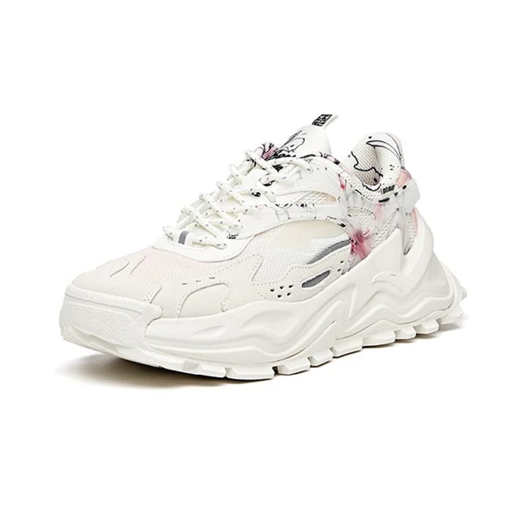 HUAMULAN X Anta Hot Cushioning Slip Resistant Abrasion Resistant Low Top Chunky Sneakers Women's White Pink 922018842-9