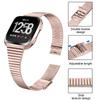 Stylowy pasek na nadgarstek ze stali nierdzewnej z podwójną klamrą, teksturowany pasek boczny, akcesorium do smartwatcha dla Fitbit Versa/Versa 2/Versa Lite/Versa SE