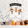 1set New Halloween Decorative 2D Wooden Sign with Pumpkin and Ghost Creative Design for Door Hanging Ghost Festival Decoration