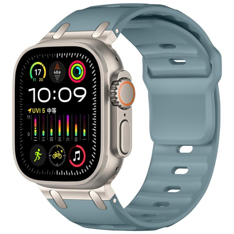 Customised Step-Style Solid Colour Silicone Sport Watch Band For Apple Watch 49mm/46mm/45mm/44mm, Adjustable Replacement Wrist Strap