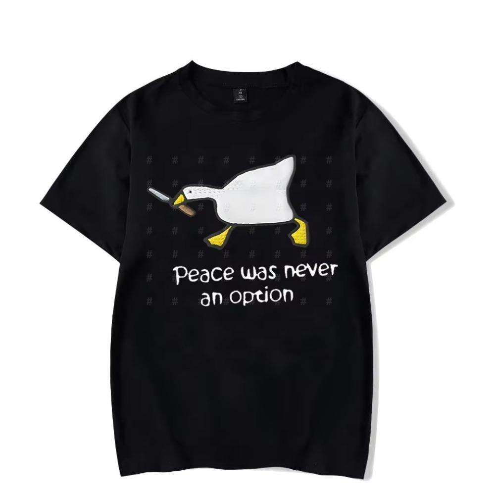 Peace Was Never An Option Print T Shirts for Men Clothes Goose Cartoon Women Men Clothing Short Sleeve Anime Unisex Tee Shirts