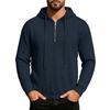 Men's Knit Half Zipper Hoodie Casual Long Sleeve Drawstring Pullover Sweater Solid Color Knitted Hooded Tops for Men Daily Streetwear Sweatshirt