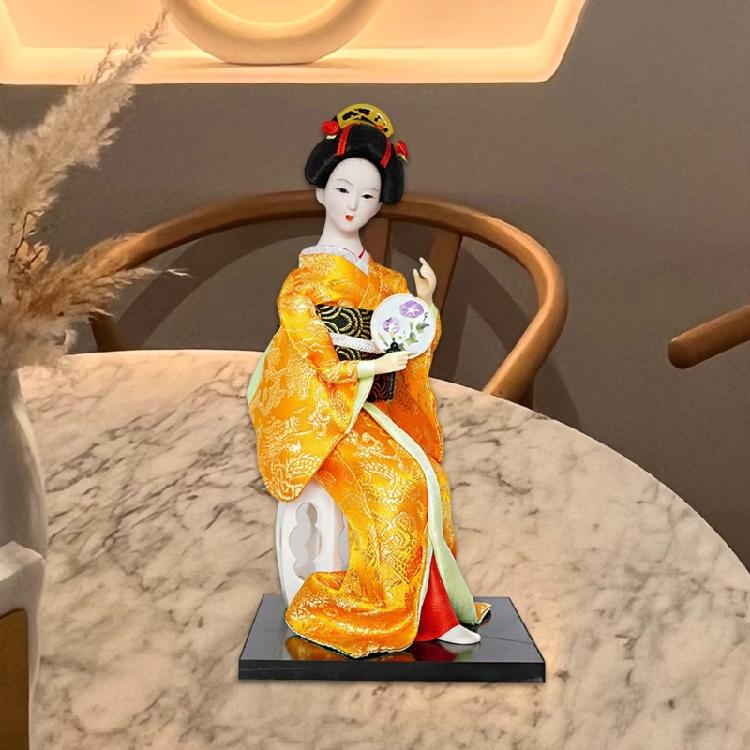 Elegante 12-Zoll-Geisha-Puppen mit detaillierter Bemalung und Kleidung Japanische Kimono-Figur für kulturelle Ausstellung Ornament