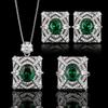 Necklace Earring Ring Set Jewelry Live Broadcast Emerald Color Treasure High-end Fashion Women's