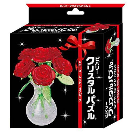47 piece crystal puzzle 6 rose red