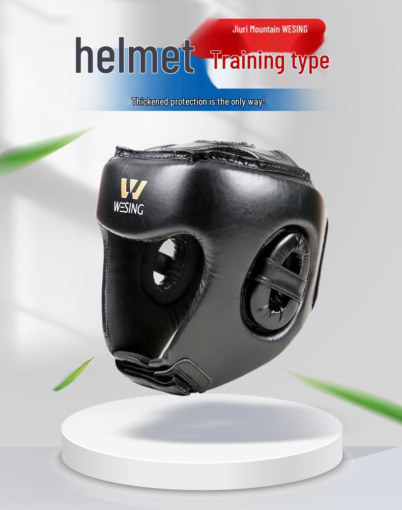 Jiuri Sanda Helmet: Faux Leather Beginners' Head Guard for Boxing and Martial Arts Training