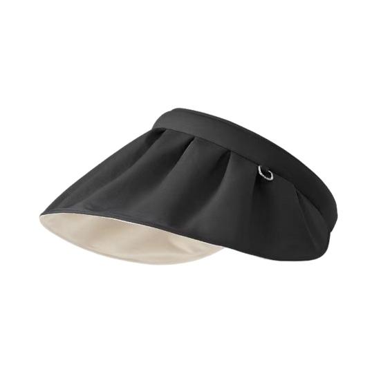 Sun Hat for Women, Wide Brim Sun Visor Hat, UPF50+ Lightweight Foldable Ponytail Sports Cap, Rollable Foldable Empty Top Hat чёрный