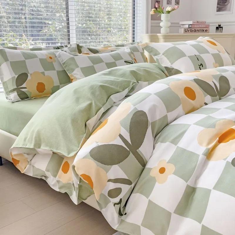 Thickened Ins-style 4-piece Bedding Set / 100% Pure Skin-friendly Cotton Single Duvet Cover,4-piece
