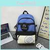 Color Blocked Fashion Letter Print Student Leisure Backpack With Purse Coin