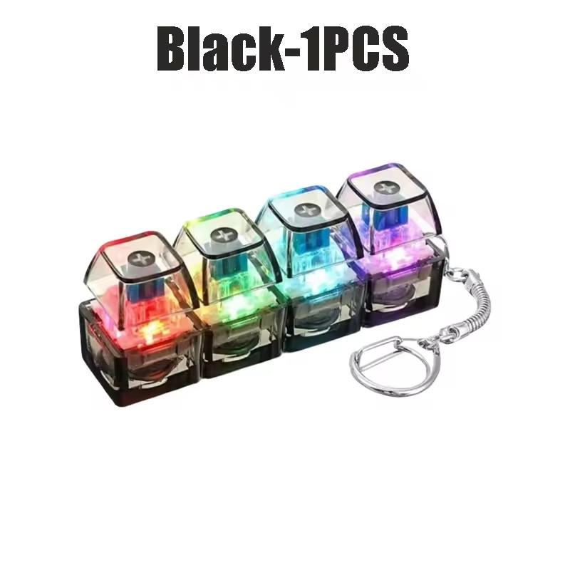 Keyboard Fidget Toy with LED Light Keyboard Fidget Keychain 9-in-1 Keyboard Decompression Button Stress Relief Fidget Gifts