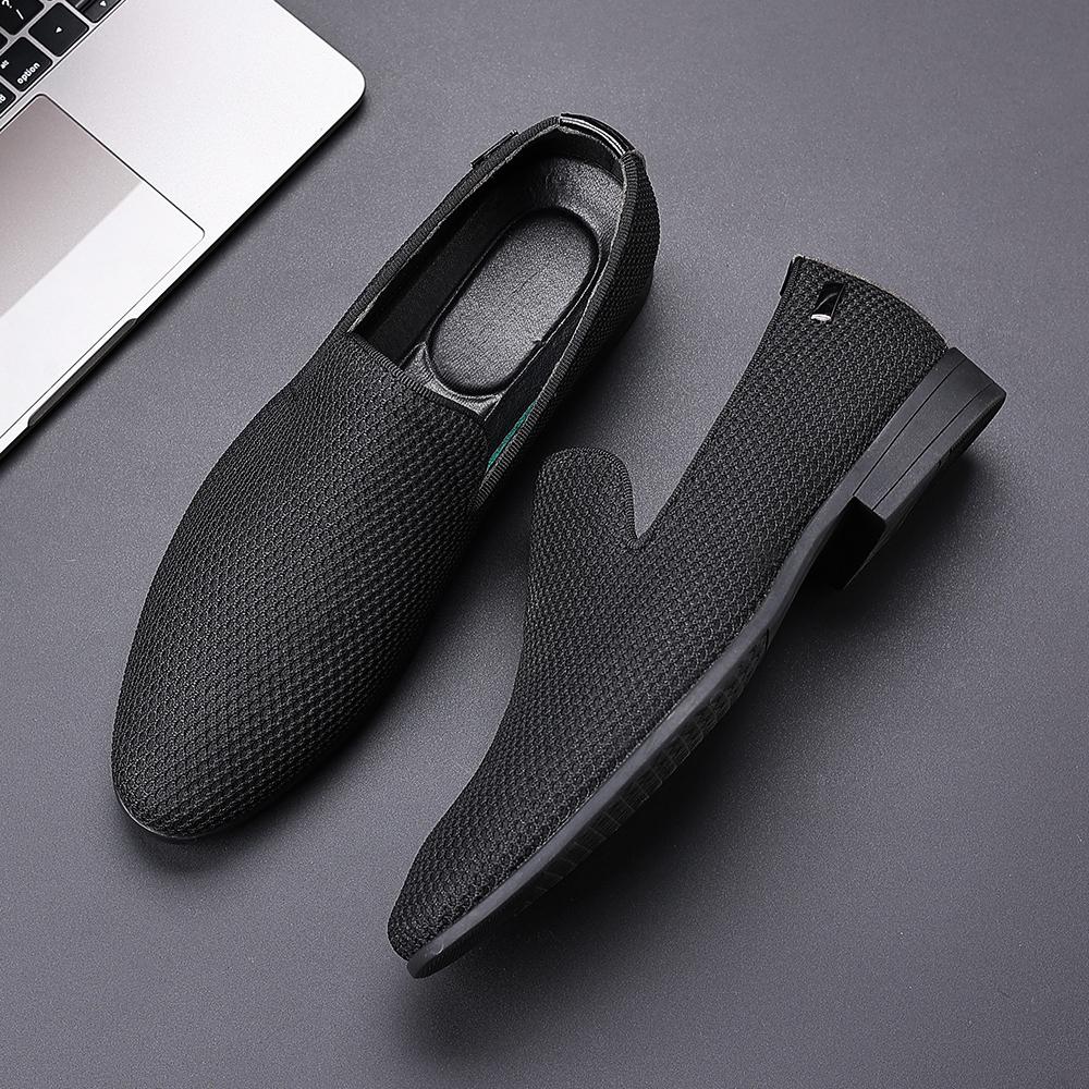 Fashion Men's Dress Shoes Fashion Design Mens Business Flat Shoes Black Red Breathable Men Formal Office Working Shoes Big Size 38-48