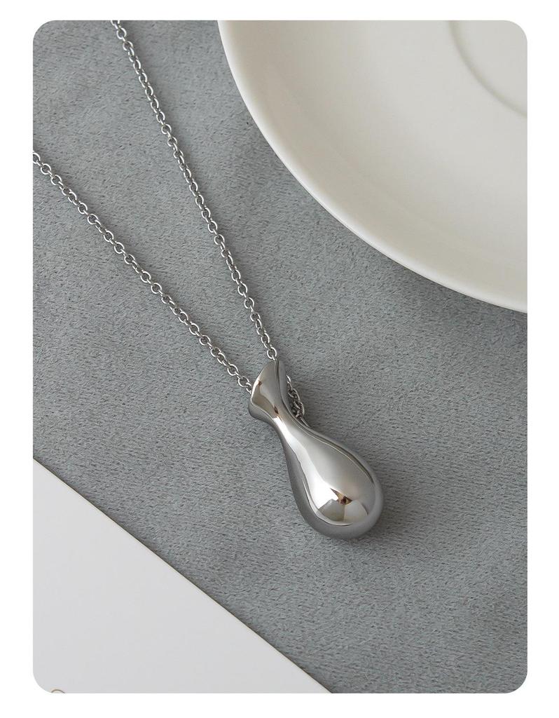 Sterling Silver Water Purifier Bottle Pendant Necklace - Elegant Long Style Sweater Accessory